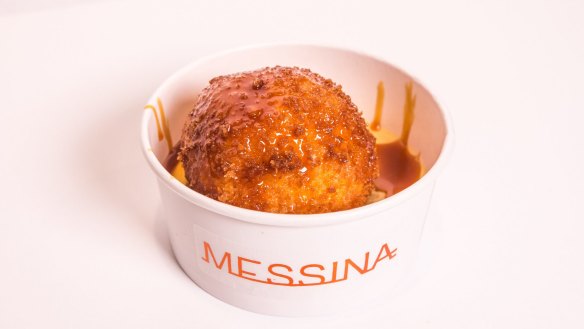 Fryer and Ice: hot and cool deep fried caramel and coconut gelato with a good splash of passionfruit caramel.