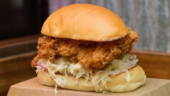 Thirsty Bird's take on the southern fried chicken burger.