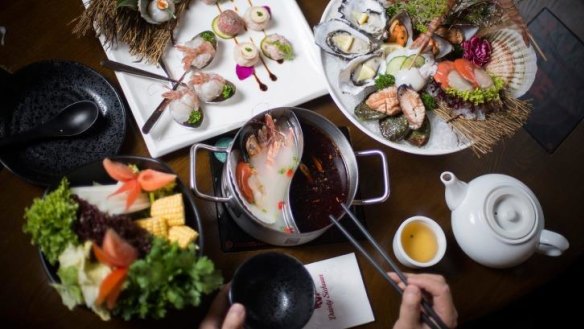 Combination seafood hotpot at Dainty Sichuan Lonsdale.