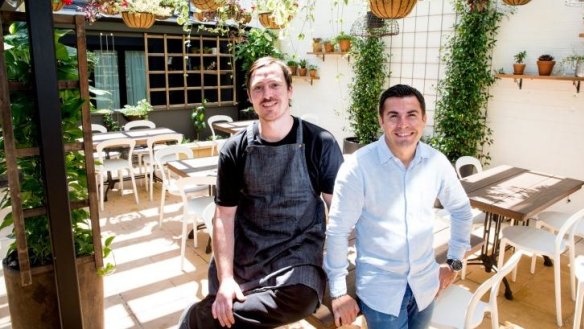 Chef Sam Bennett and floor manager Fabio Dore at One Ford Street in Balmain.