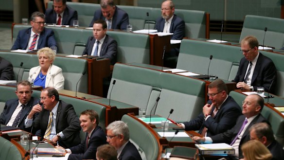 The empty seats of Liberal MPs Joe Hockey and Tony Abbott during question time on Wednesday.