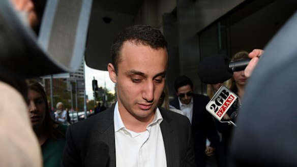 Luke Lazarus leaves court in Sydney after his acquittal.