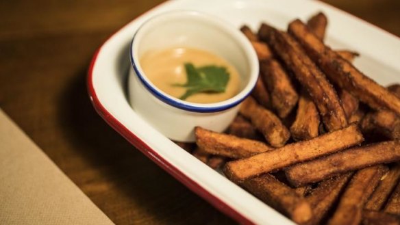 A plate of sweet potato chips.