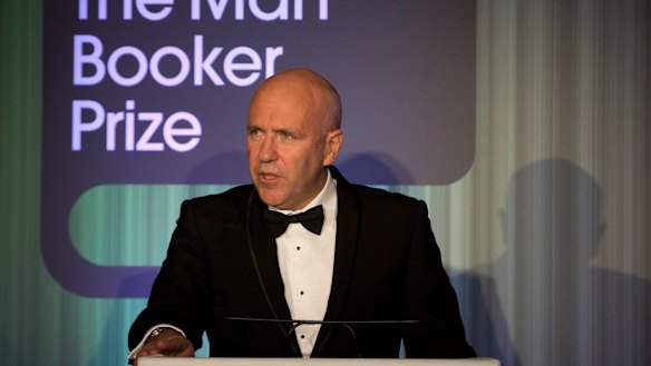 Accepting the 2014 Booker prize.