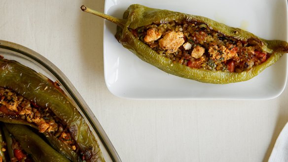 Make a meal of a stuffed vegetable! Use bullhorn chillies or red capsicums.