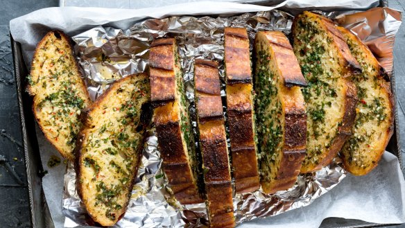 Turn your aspirational isolation sourdough into 'doozy' garlic bread. Then serve it with some Spag Bol.