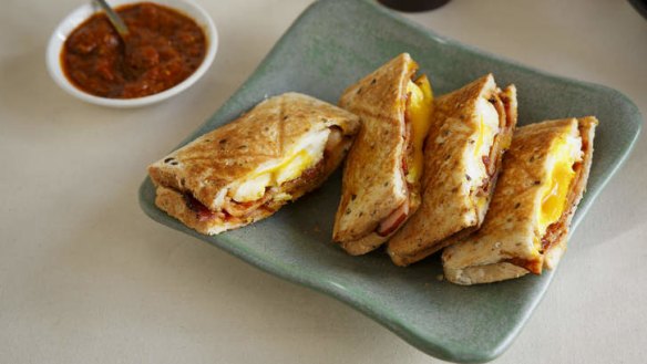 Bacon, egg and kasundi jaffle