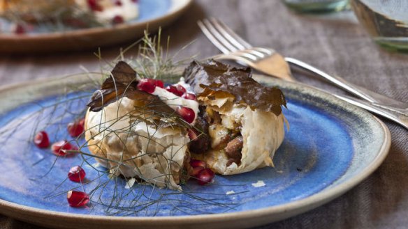 Spiced lamb shank and haloumi pie.