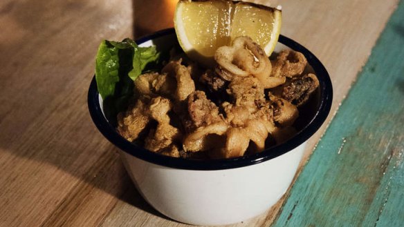Fried baby squid with aioli.