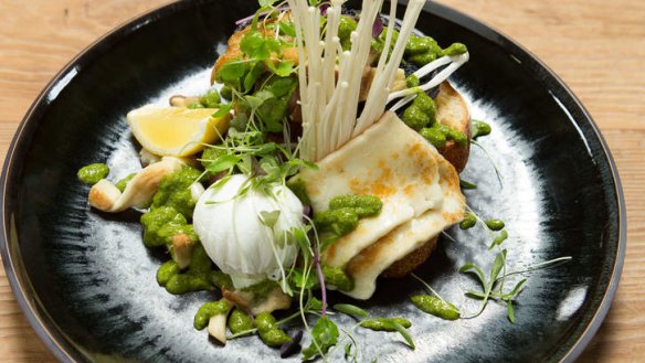 The mixed mushroom dish is a beautifully plated assortment of fungi.