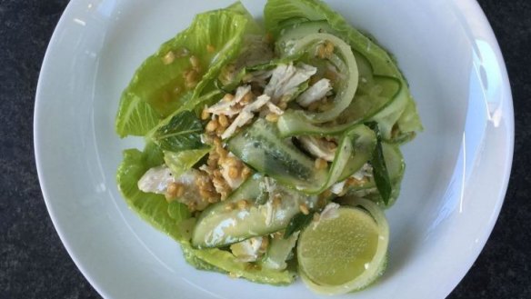 The Green Goddess salad with freekeh and chicken.