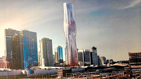 Artist's impression of the building proposed for the corner of Spencer and Bourke streets.