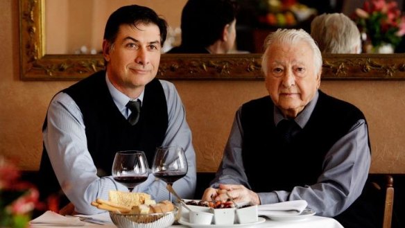 Marc Polese and father Beppi Polese at their landmark Sydney restaurant Beppi's in 2014.