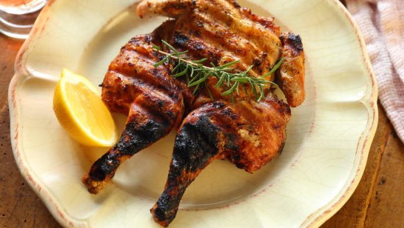 Using a brick to weigh down poultry is a traditional Tuscan method of cooking.