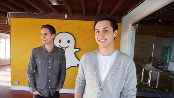 Snapchat founders Evan Spiegel, left, and Bobby Murphy.