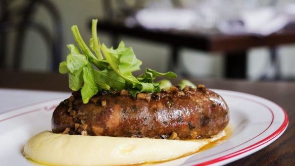 Doozy of a dish: sweetbread, porcini and foie gras sausage and mash.