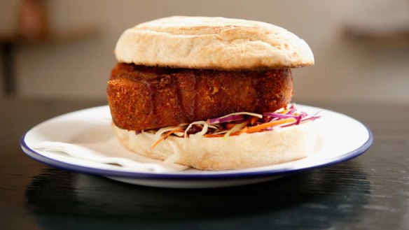 The 'Inglorious Bastard' pulled pork fritter panini.