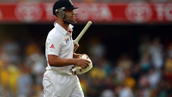 Heading home: Jonathan Trott.