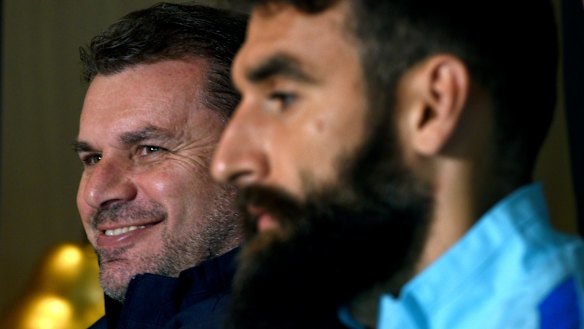Grounds for concern: Socceroos coach Ange Postecoglou and captain Mile Jedinak.