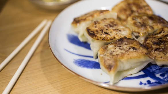 Pan-fried pork gyoza: one of the Japanese standards you'll find here.