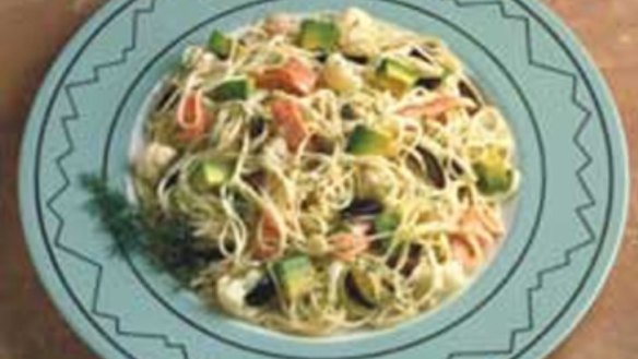 Angel Hair Pasta with Salmon and Avocado