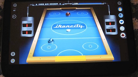 There's air hockey but no Angry Birds or Fruit Ninja.