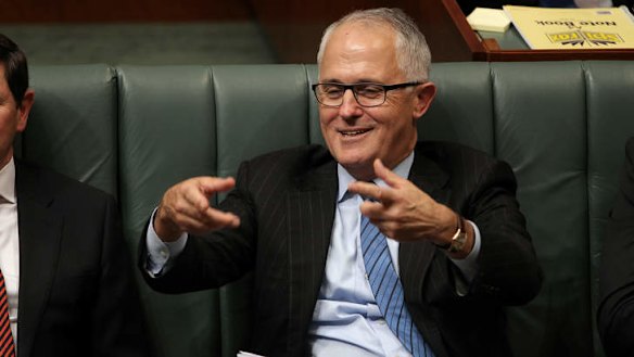 Communications Minister Malcolm Turnbull during question time. Photo: Alex Ellinghausen