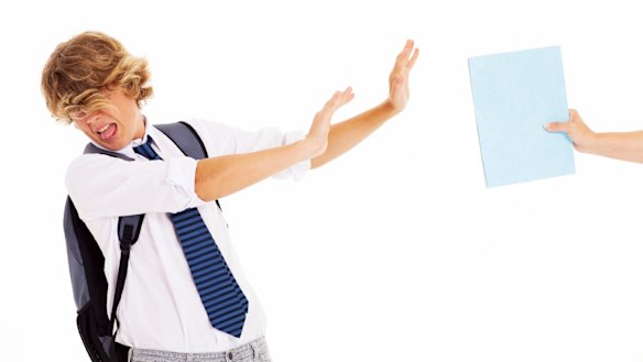 naughty teen student dislike and refuse to study