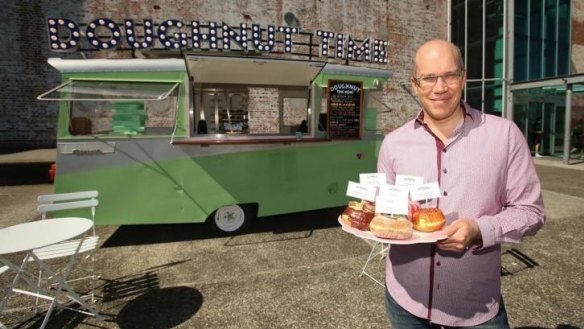Sweet ride: Doughnut Time owner Damian Griffiths is going mobile with "Barbara", a restored vintage caravan.