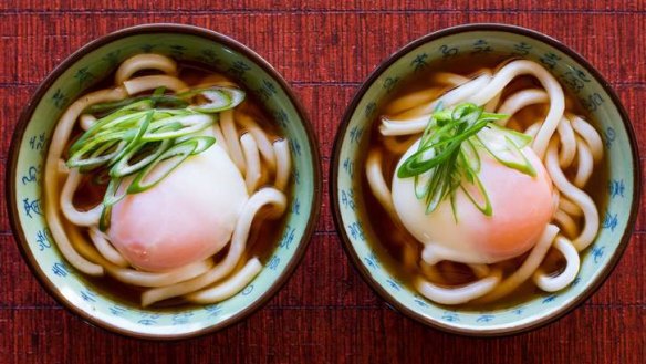 Turning Japanese ... Bryan Martin's udon and dashi broth with soft egg. Dashi is made from dried seaweed and fish.