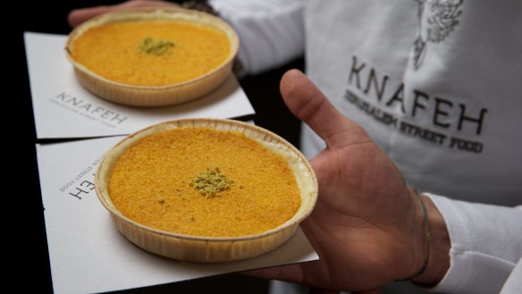 Knafeh Bakery's signature cheese-based dessert. 