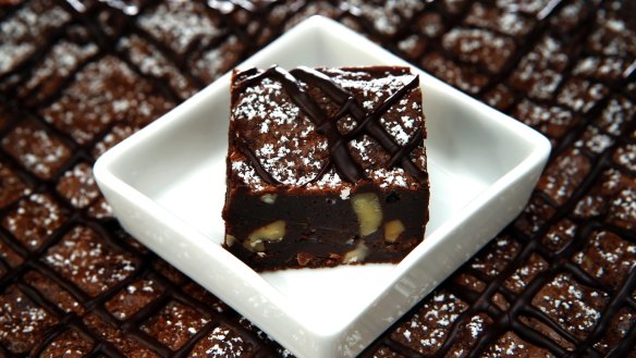 Triple-chocolate brownies.