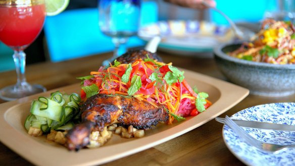 Jamaican jerk chicken at Saint Lucia in Chapel Street.