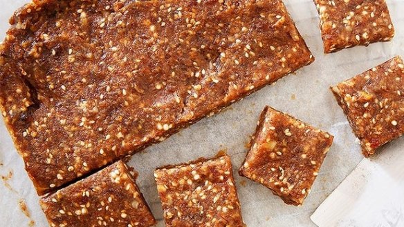 Snack right Banana, walnut and sesame bars.  