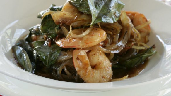 Prawn ginger and lemongrass stir-fry.