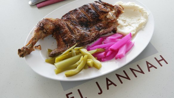 Charcoal chicken at El Jannah.