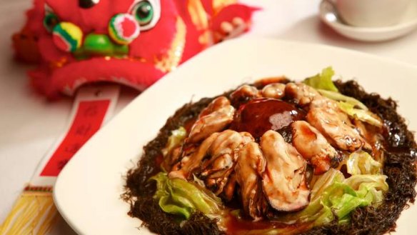Get rich quick? This New Year's dish of stewed dried oysters, fat choy and lettuce is considered to bring wealth.