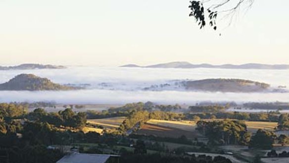 Cloud nine ... a shrouded Woodend in the heart of the Macedon Ranges.