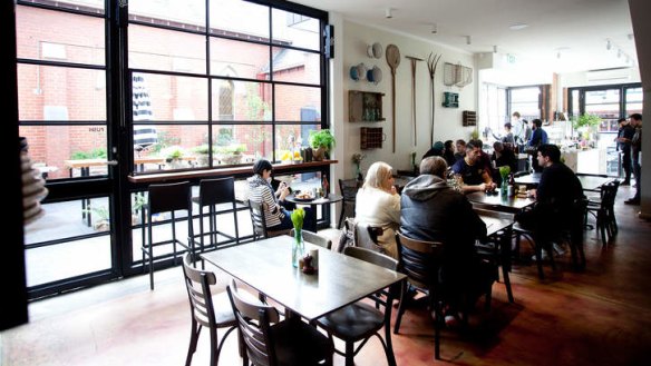 Light floods into C. H. James cafe.