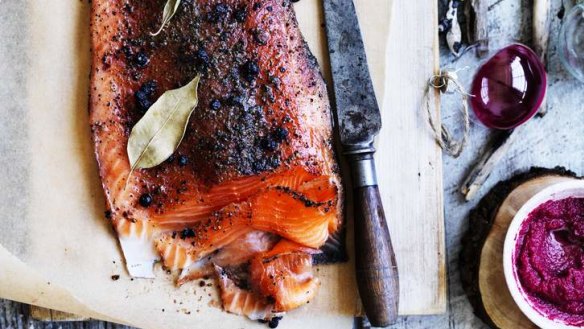 Australian native ingredients impart their distinctive flavours in this gravlax.