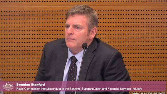 Brendan Stanford at the banking royal commission hearing. 