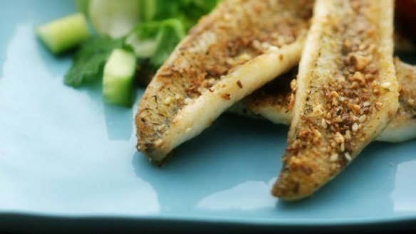 Simple, dukkah-dusted garfish.