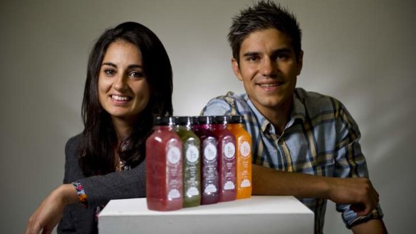 On the go: Lucianne Attard and Jovan Pejic, owners of The Fix: Cold Pressed Juices, where the juices are handcrafted.