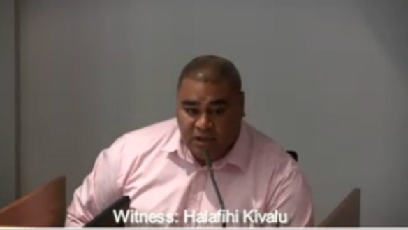 Halafihi Kivalu gives evidence at the royal commission into unions.