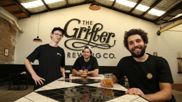  Glenn Wignall (left), Trent Evans and Matt King of The Grifter Brewing Company.