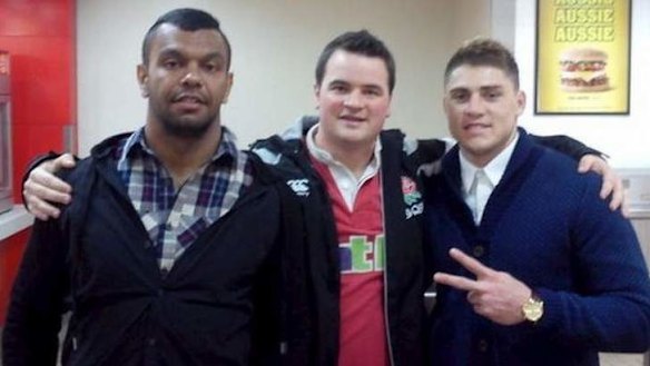 Wallabies James O'Connor (R) and Kurtley Beale (L) ar pictured at a Hungry Jack's in Melbourne at 4am just three days before the second Test against the British and Irish Lions.