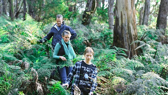 Mark Fancett, Michelle de la Coeur and their daughter Alex Fancett explore the proposed quarry site.