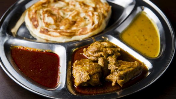 Roti chanai with curry chicken.