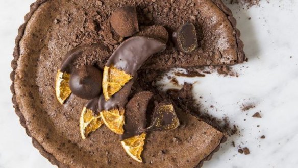 Dark chocolate and orange tart is a delicious combination of the bitter and the sweet.