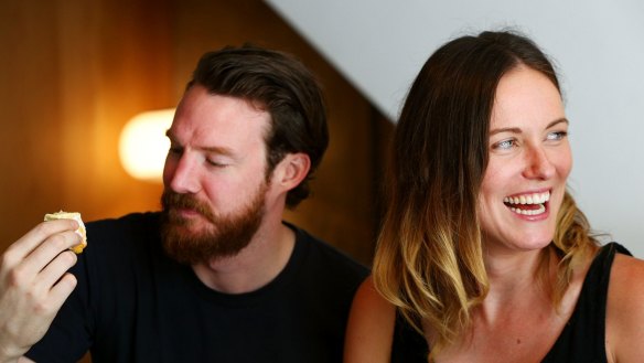 James Foley and Bonnie Shearston on the cheese train at Gerard's Bar &amp; Charcuterie, Brisbane.